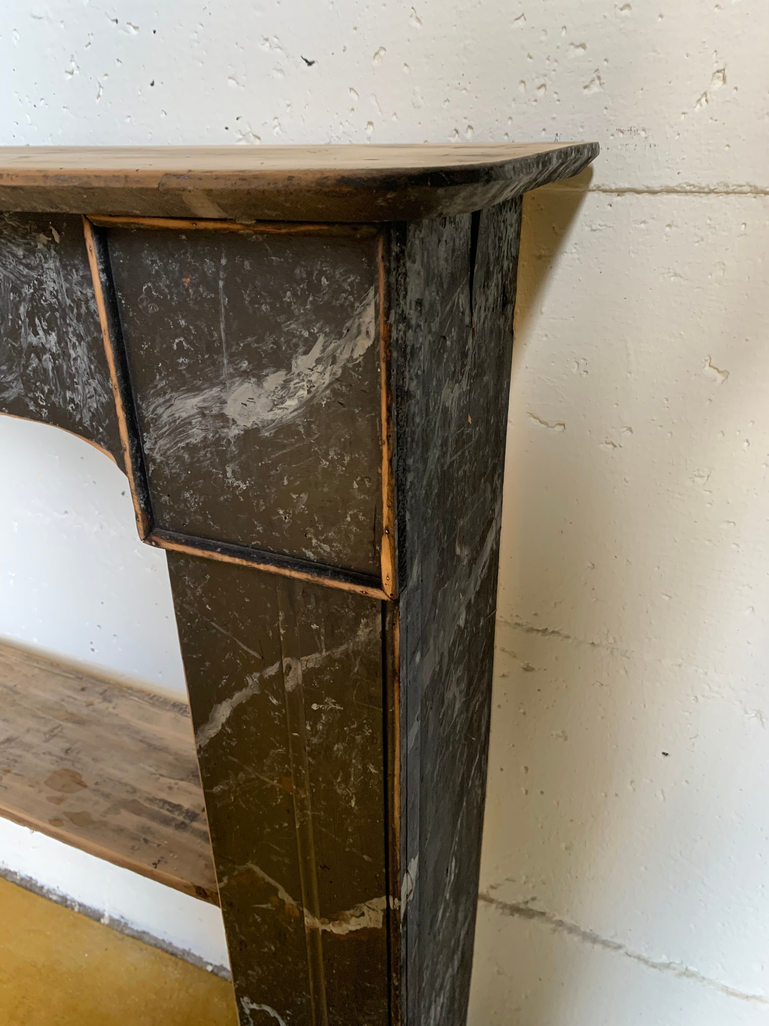 Shelf fireplace mantle.