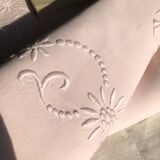 Drap ancien en lin et coton teinté en baby rose