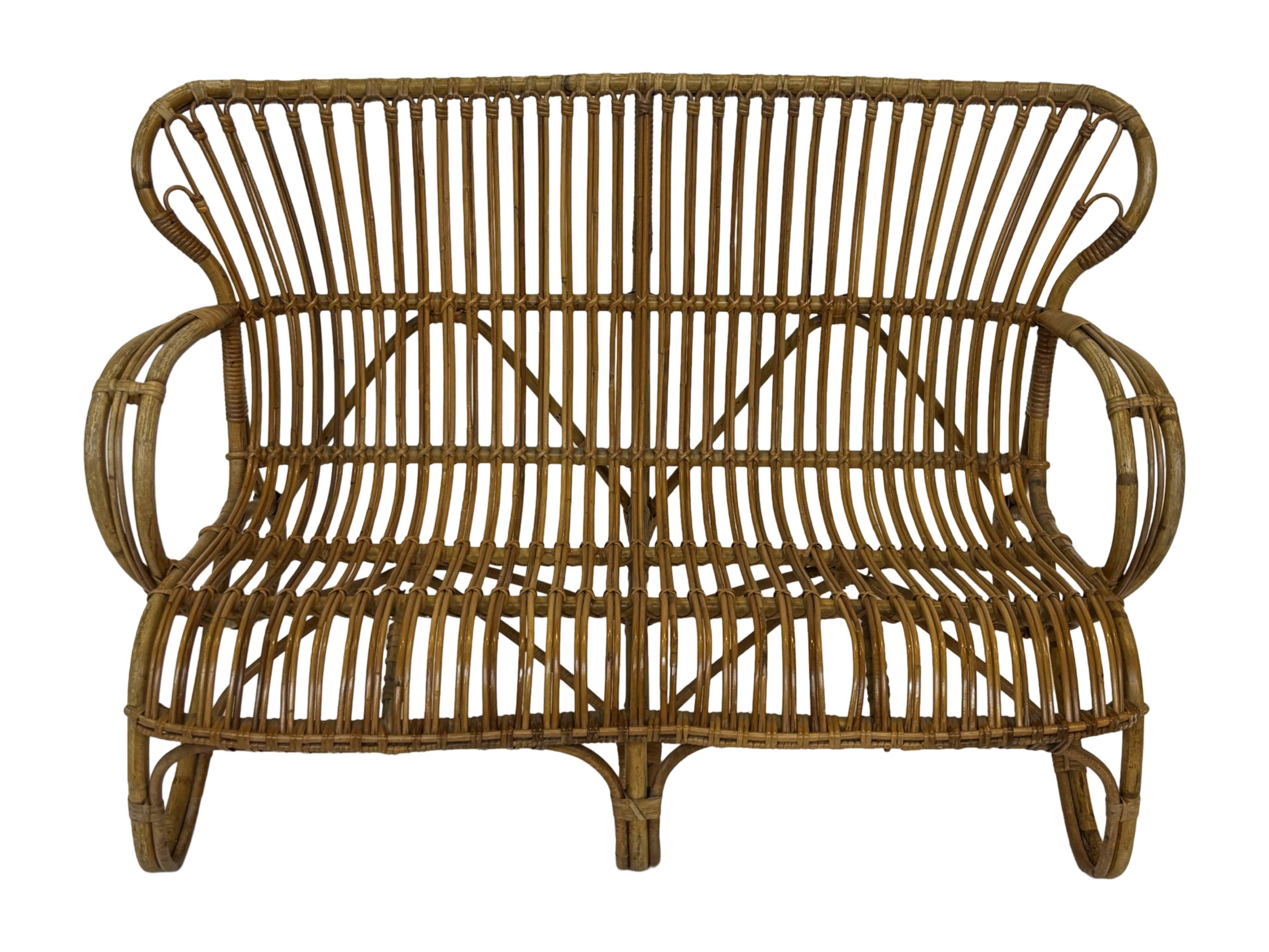 Vintage Rattan Sofa Belse 8 Design 1960s Rohe Noordwolde