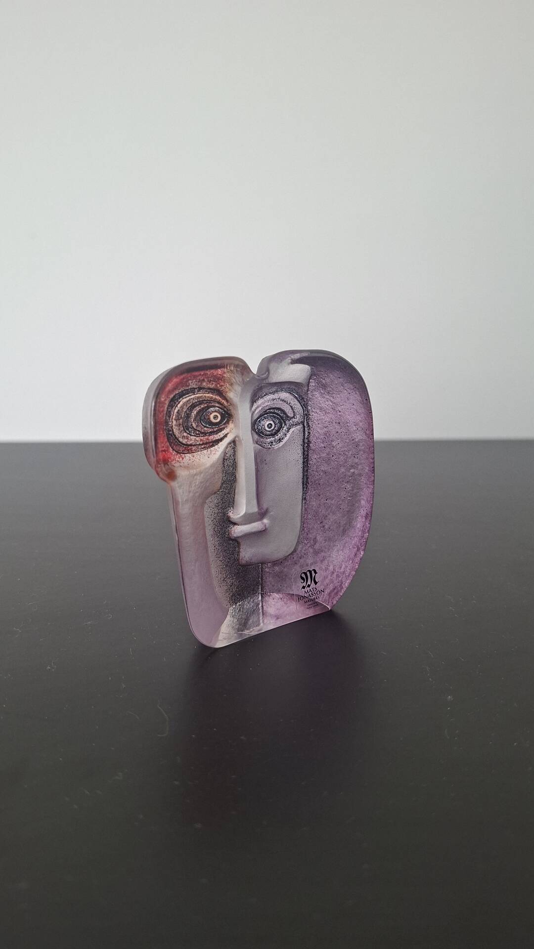 Mats jonasson målerås - glass sculpture / mask "mio" - signed -