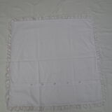 Taie d'oreiller blanche ancienne 78x74cm monogrammée et brodée main