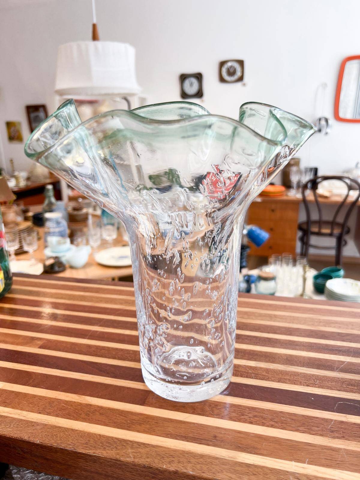 Draped blown glass vase