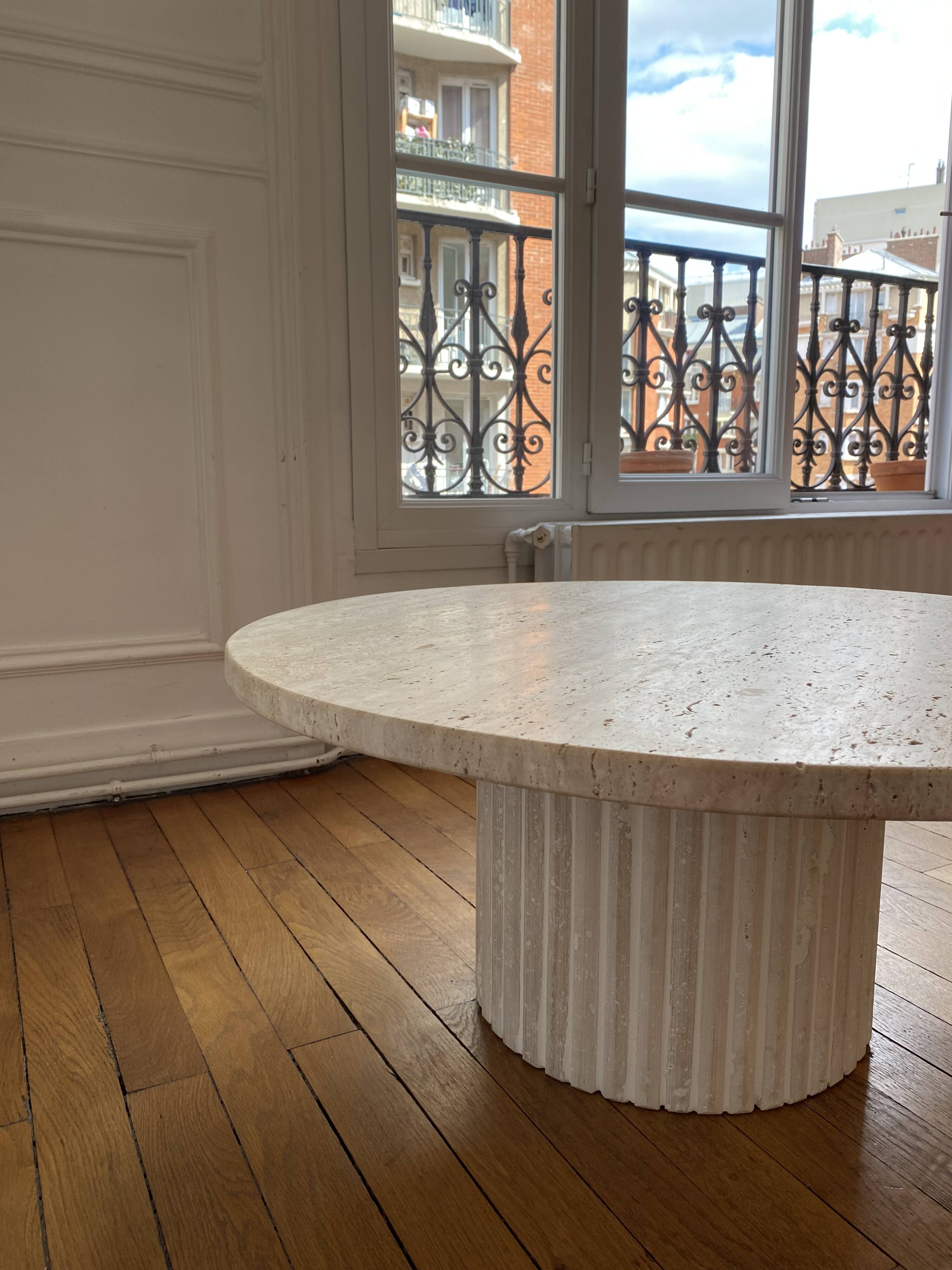 Omega Circular Coffee Table Natural Travertine - 80cm D