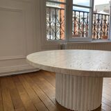 Omega Circular Coffee Table Natural Travertine - 80cm D