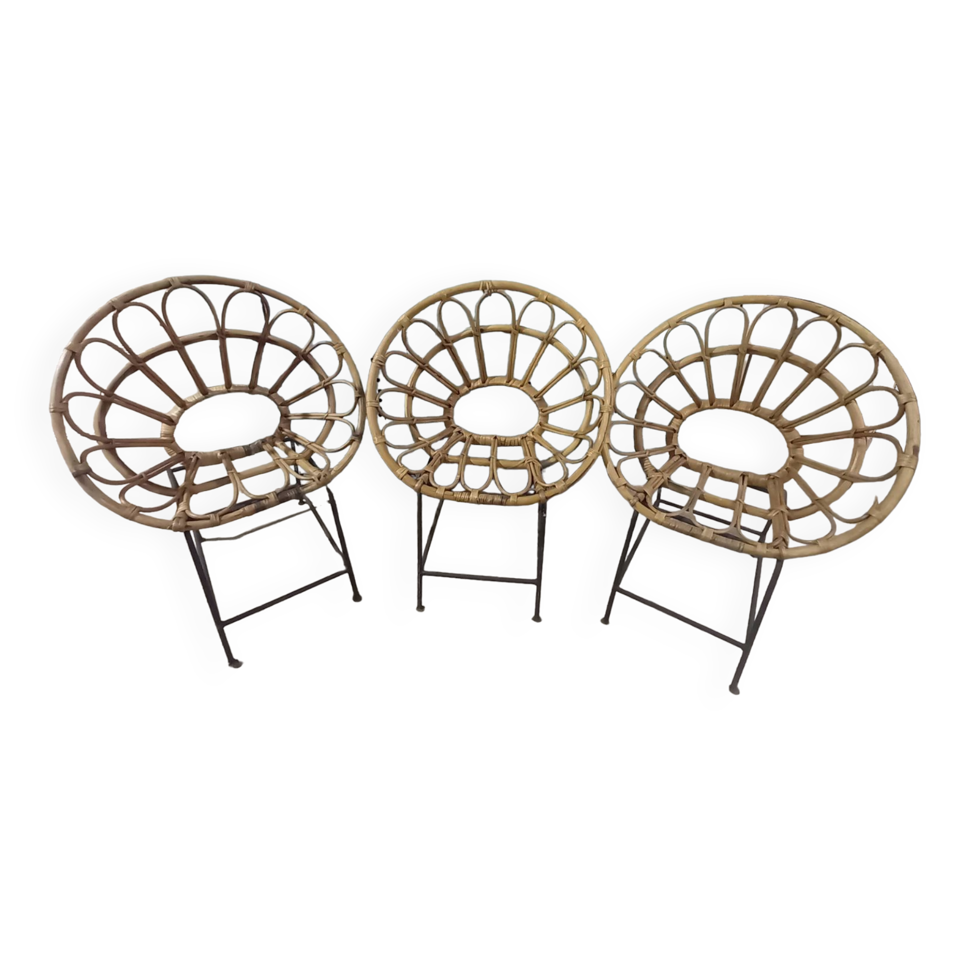 Rattan and metal children's chairs