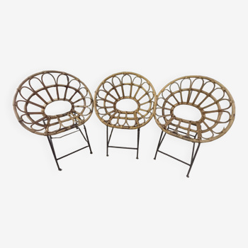 Rattan and metal children's chairs