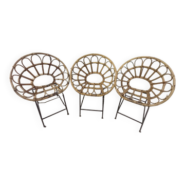 Rattan and metal children's chairs