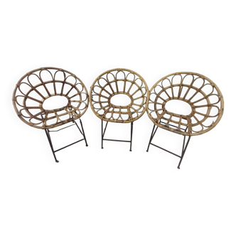 Rattan and metal children's chairs