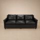 Mid-century black leather Scandinavian 3-seater sofa, 1950s