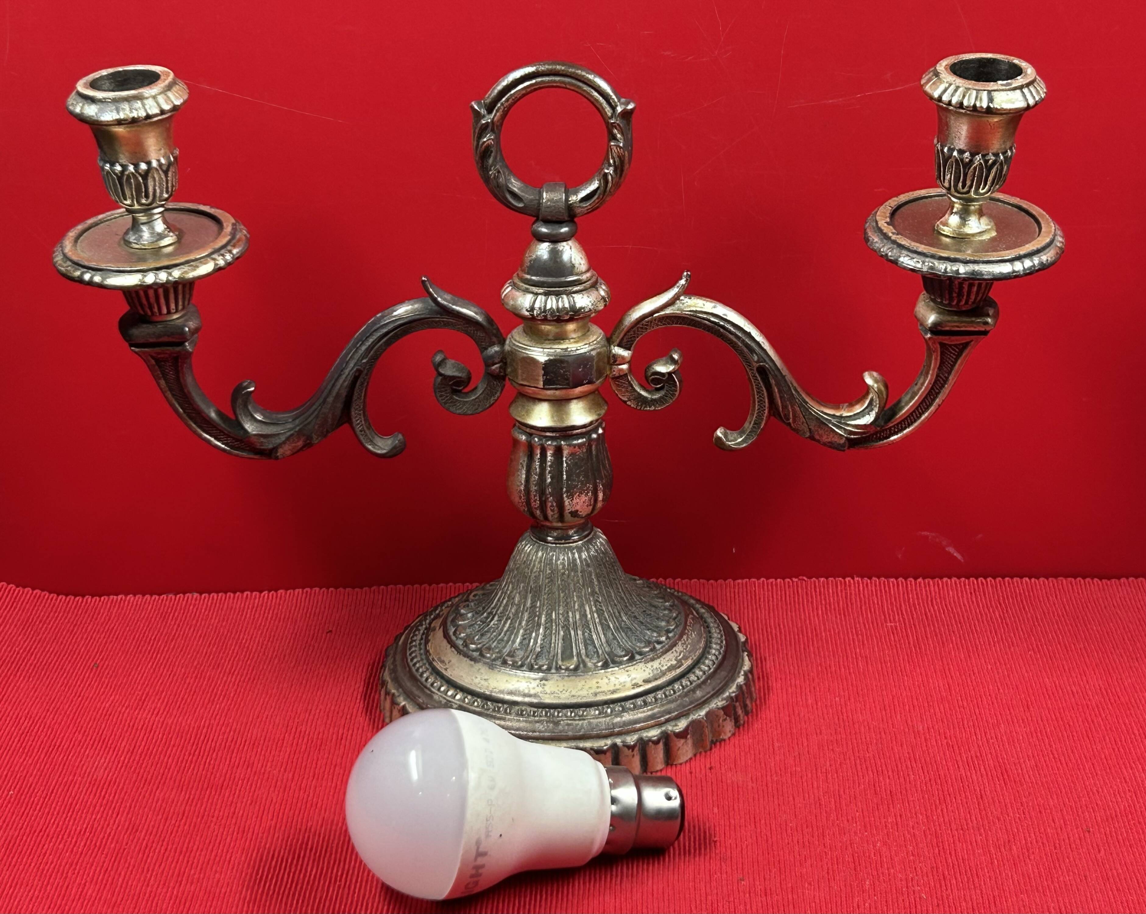 set of 2 old-fashioned, silver-plated candlesticks