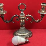 set of 2 old-fashioned, silver-plated candlesticks