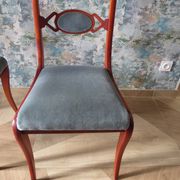 Rare - Set of 4 Louis Philippe/restoration style chairs with medallion - Colour blue / cherry wood