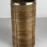 Pencil reed rattan and brass umbrella stand. or basket, Italy