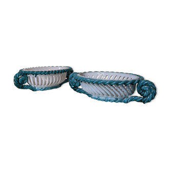 Set of 2 twisted earthenware fruit baskets by Sainte Radegonde, 50s