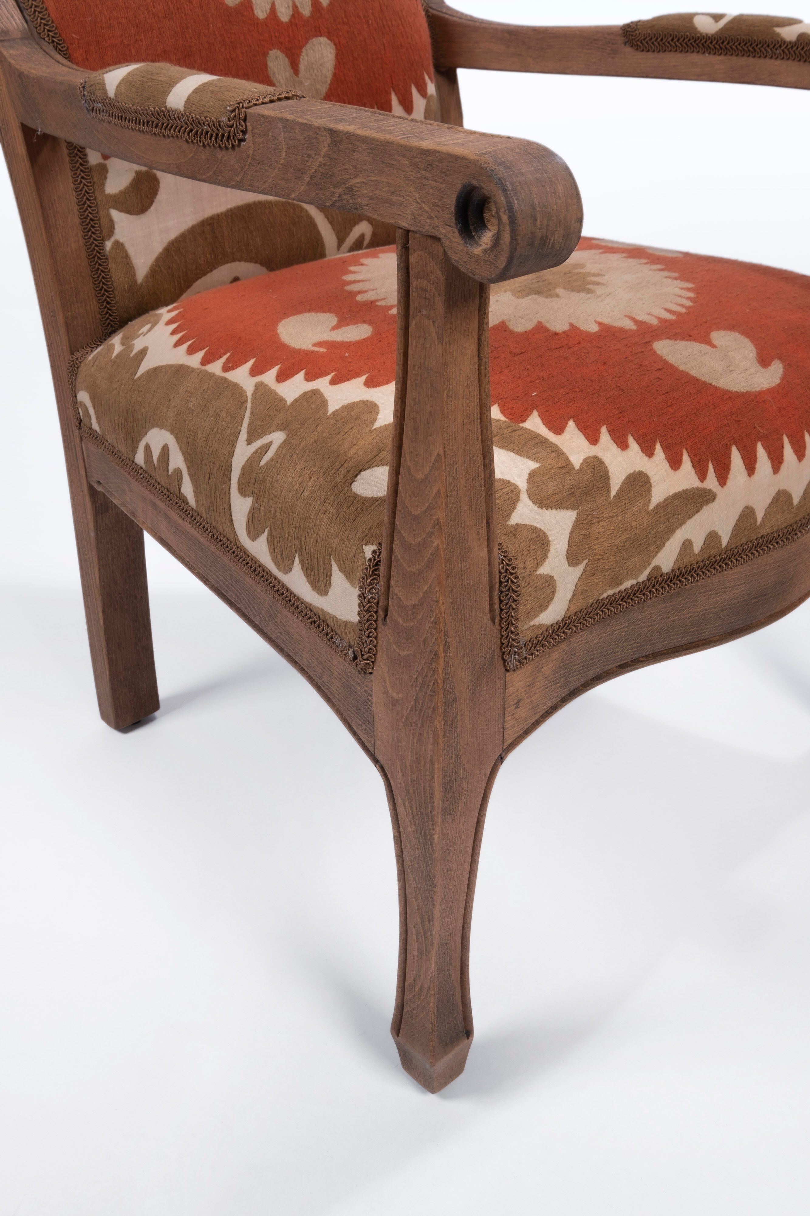 Boho Chic Suzani Embroidered Bergere Chair