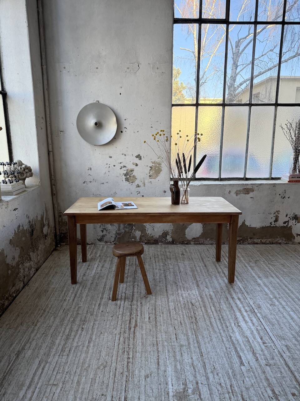 Table de ferme en pin et chêne