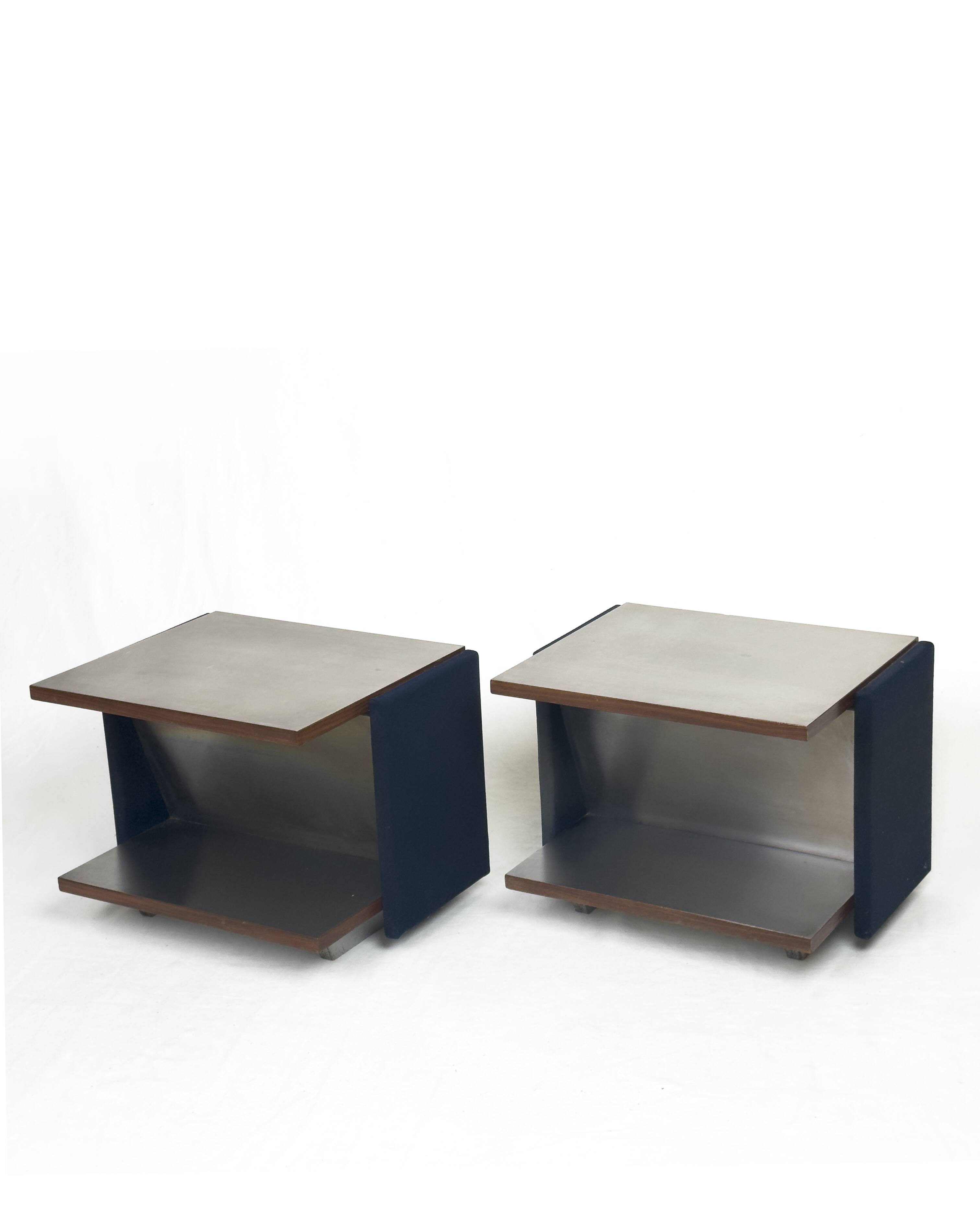 Pair of Vintage Italian Stainless Steel-Clad Side Tables, 1970s
