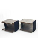 Pair of Vintage Italian Stainless Steel-Clad Side Tables, 1970s