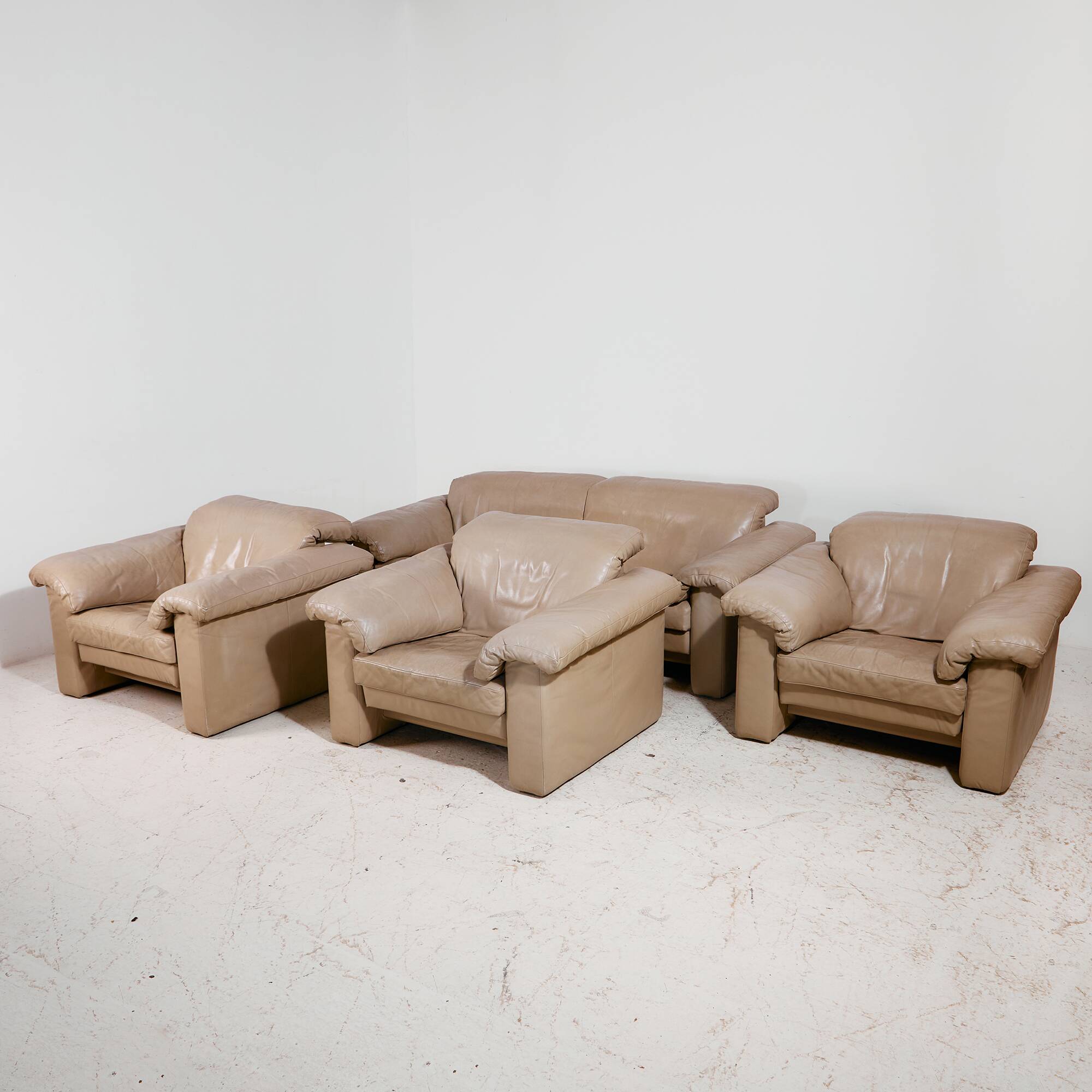 ‘Model 4000’ leather sofa set by Rolf Benz, Set of 4