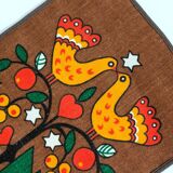 Chemin de table vintage en jute, motifs Noël, années 60