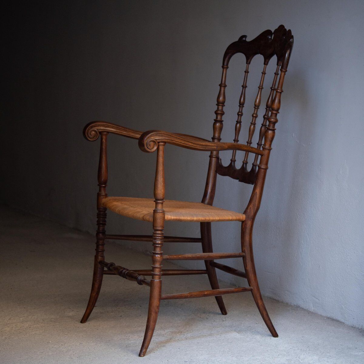 Vintage Chiavarina chair with armrests, 1950s