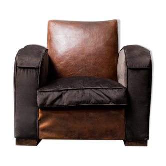 Club fauteuil cuir velours 40