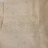 Ancienne nappe lin damassée beige 160 × 180 cm + 12 serviettes