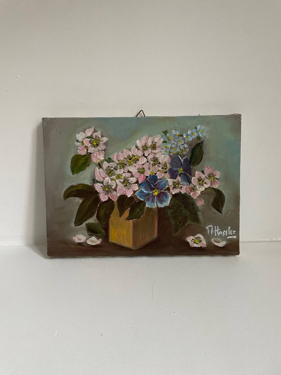 Small oil on old canvas