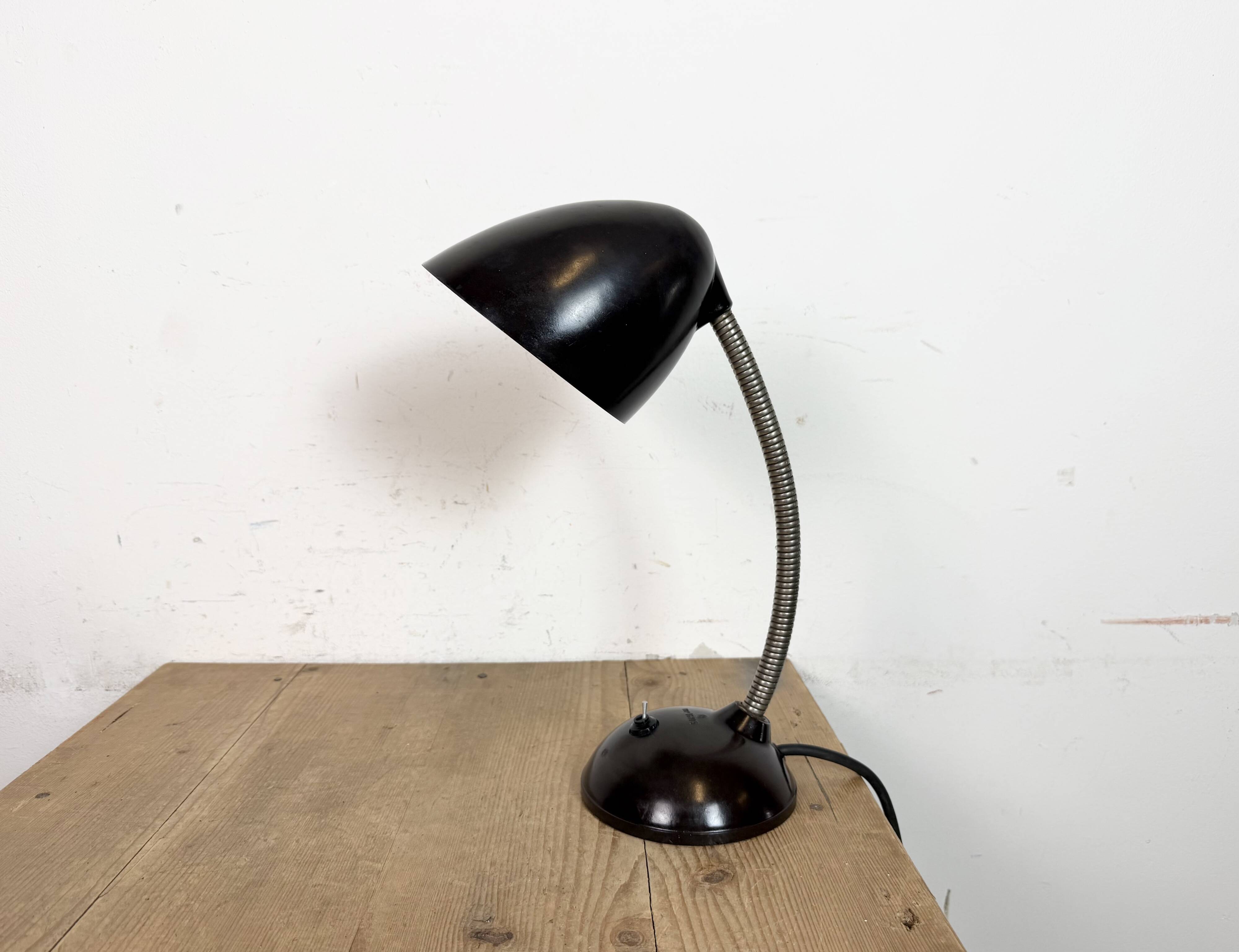 Vintage Brown Bakelite Gooseneck Table Lamp, 1950s