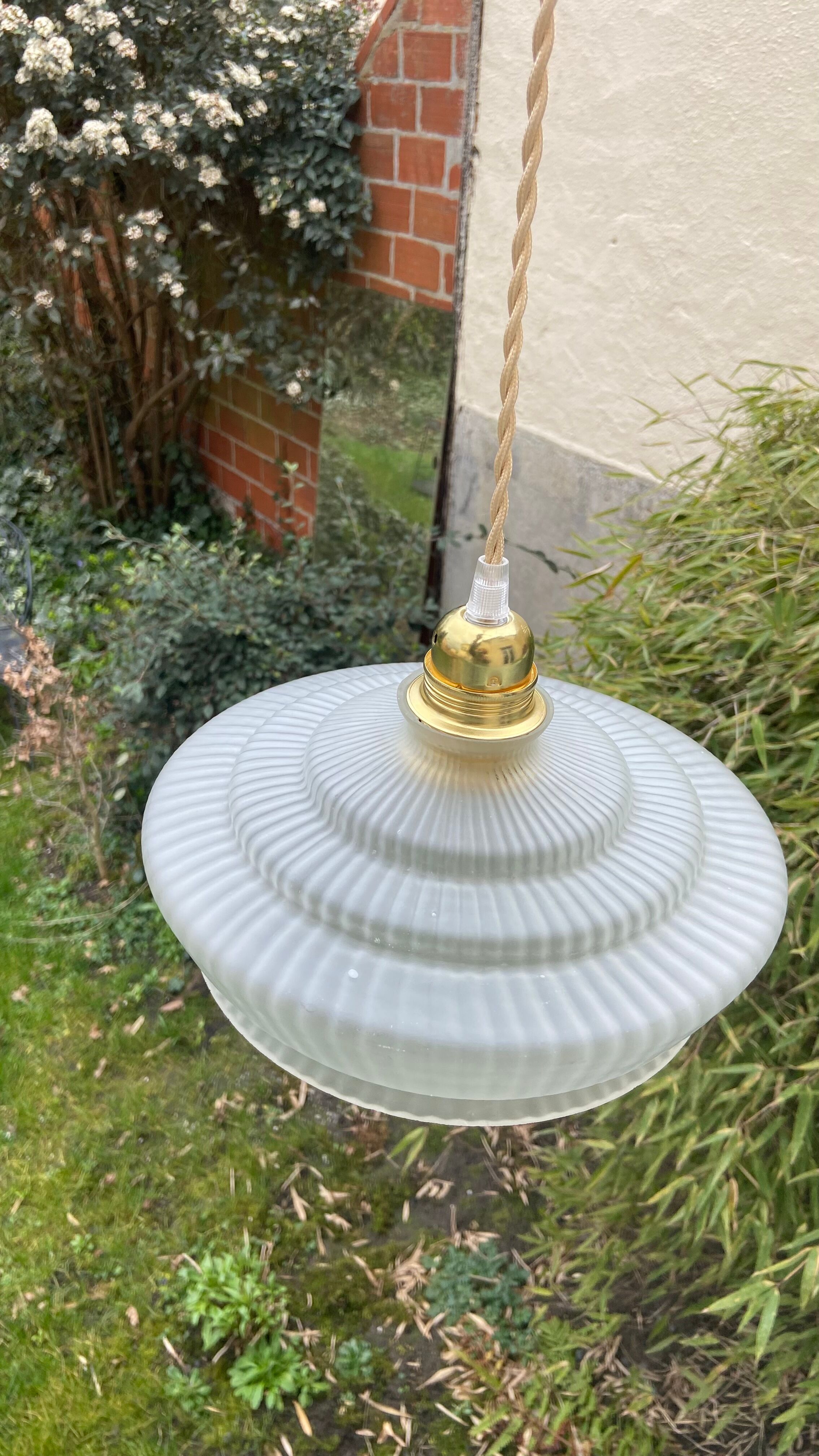 Vintage frosted glass pendant lamp