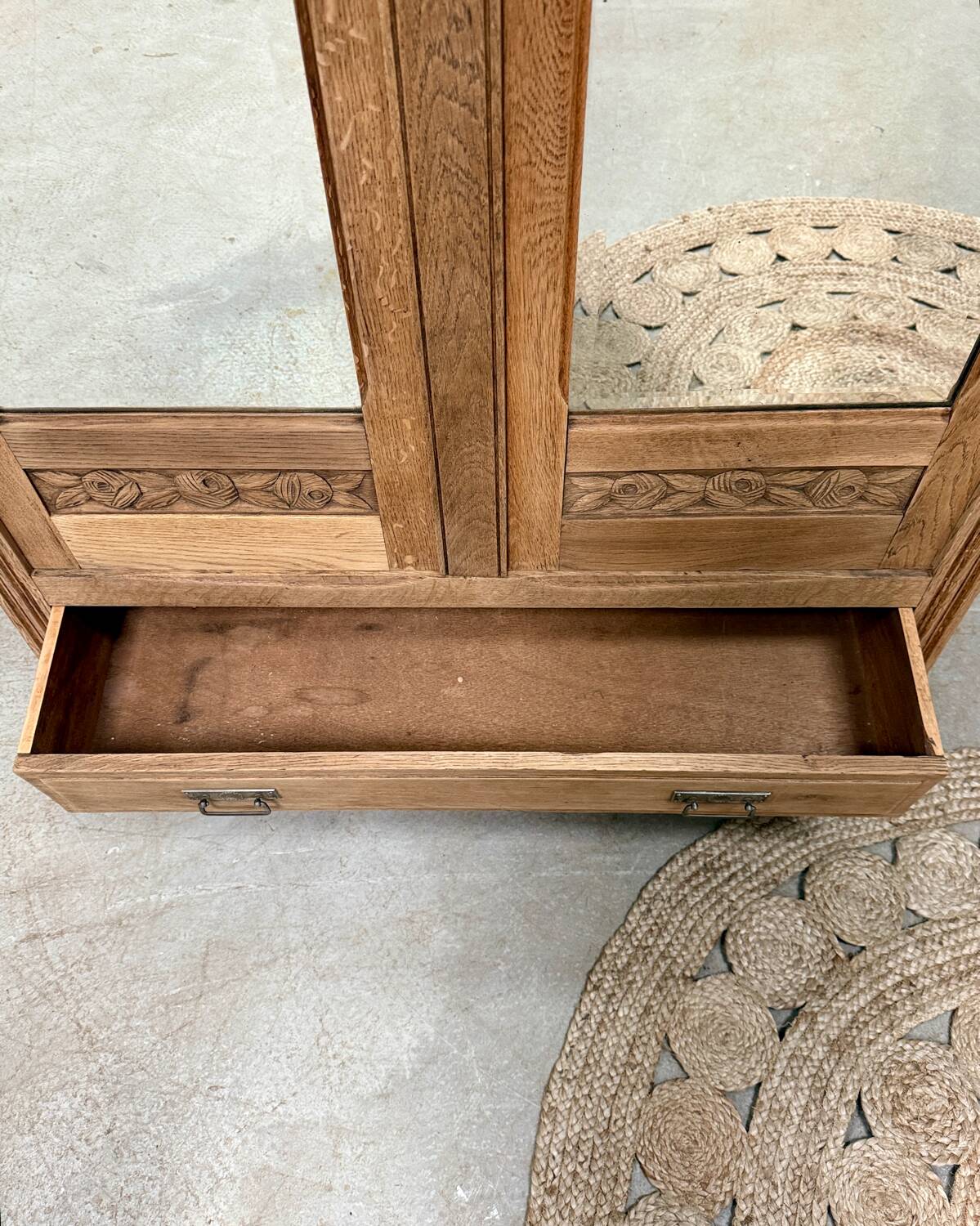 Art Deco oak wardrobe with mirrors (refurbished)