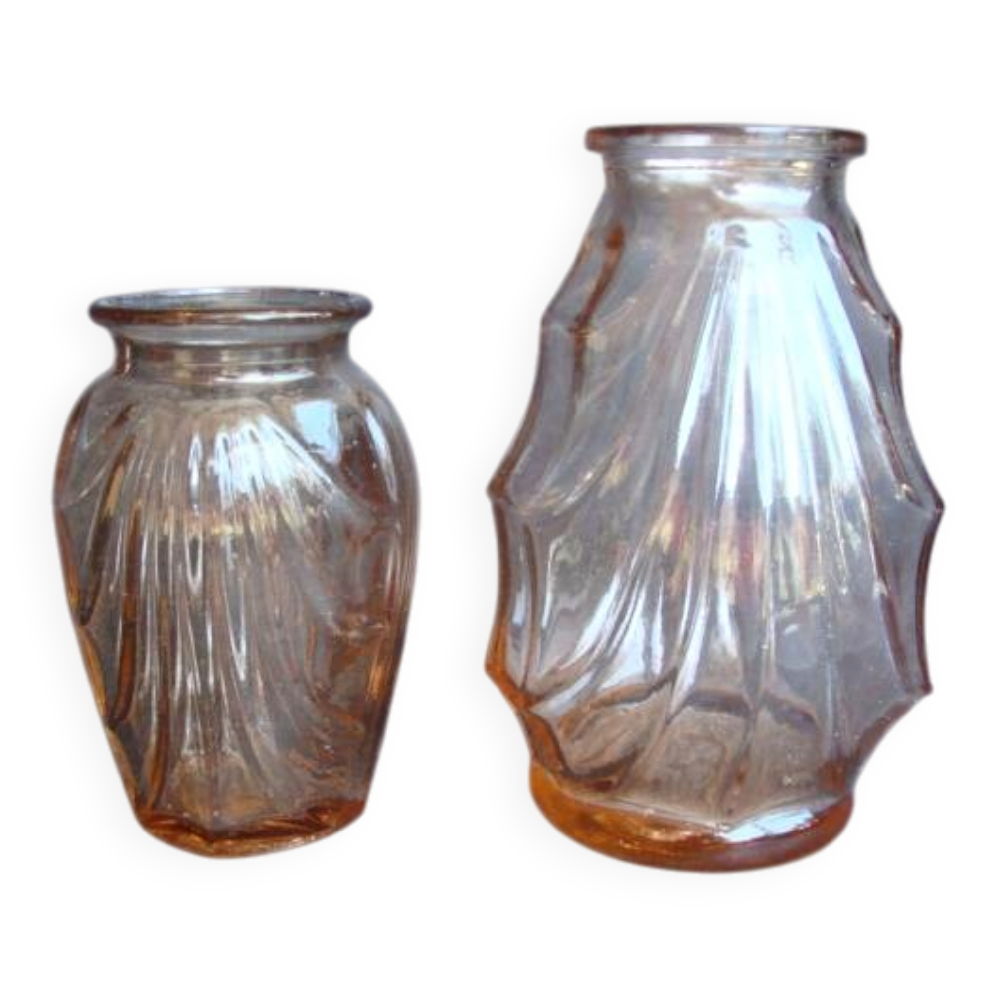 Vases en verre drapé art déco