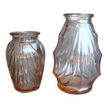 Vases en verre drapé art déco
