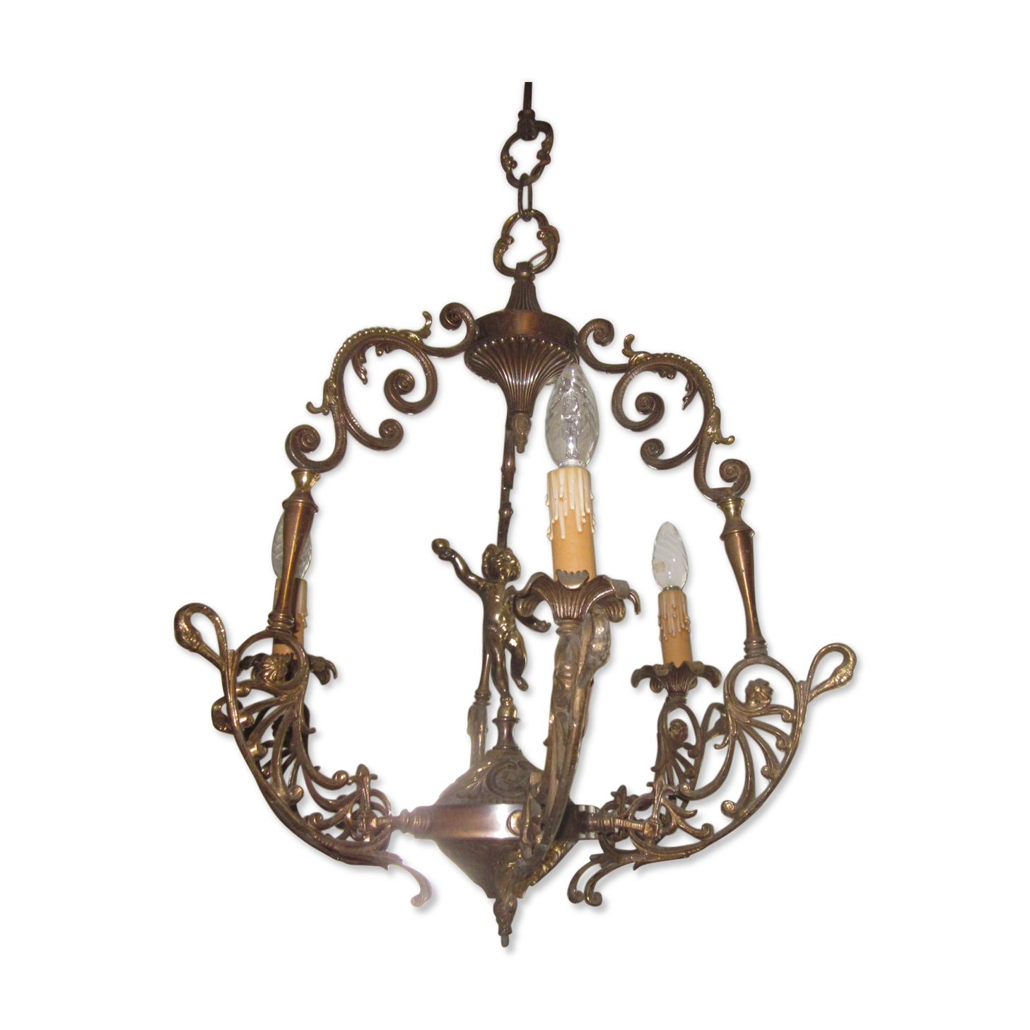Bronze chandelier with angels