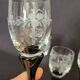 Set of 6 two-tone liqueur glasses with engraved glass foot