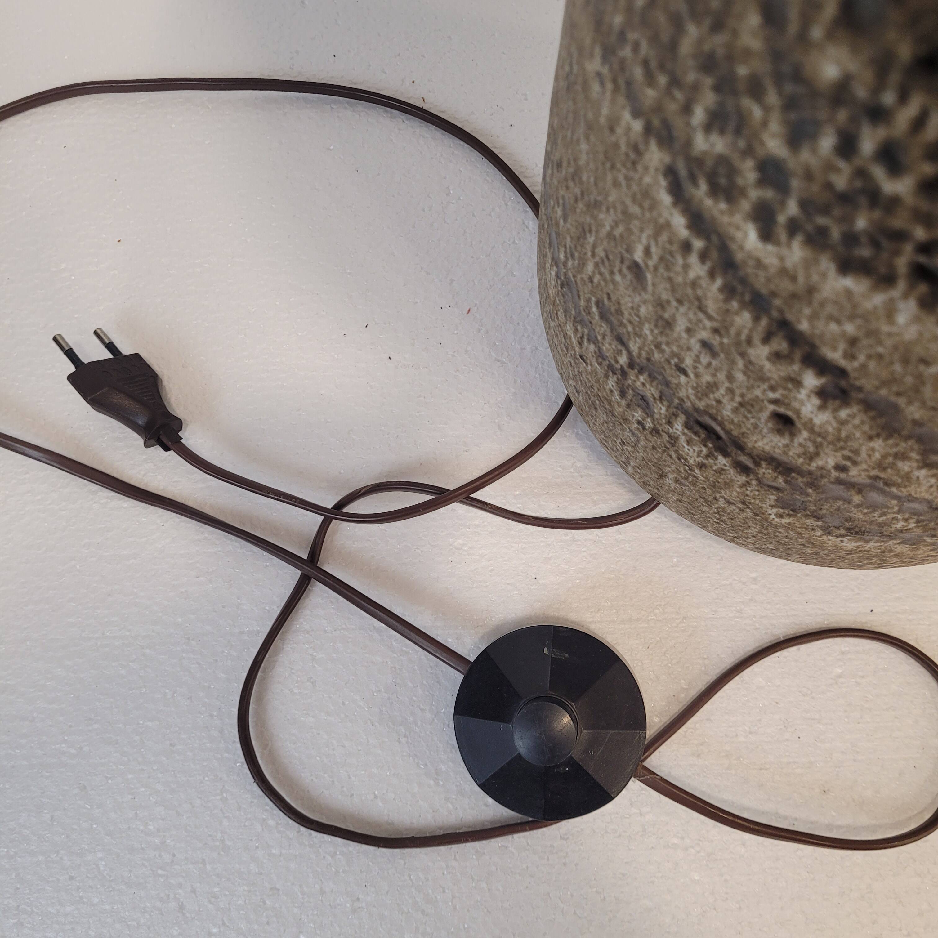 Lámpara cerámica Fat Lava con pantalla original, Scheurich Keramik, 60’s