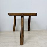 Brutalist solid wood side table , 1970s