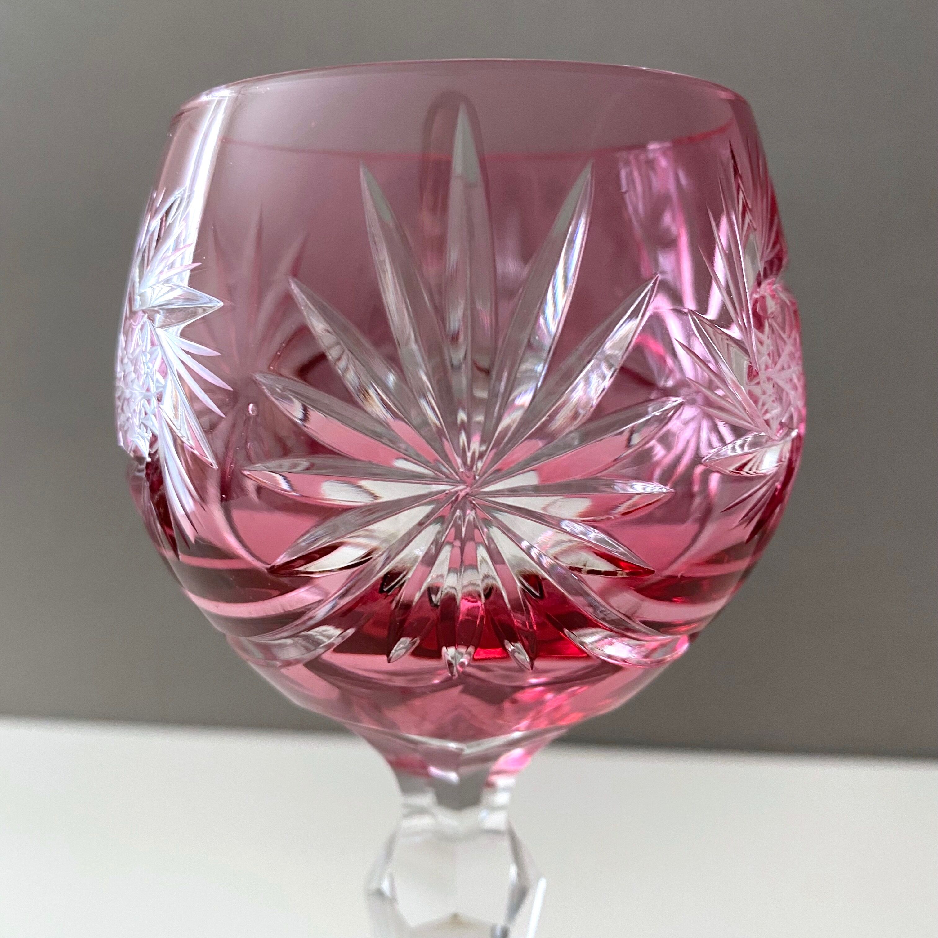 Crystal glass, coloured wine glass, pink