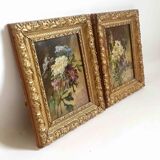 Pair of paintings Late 19th century 30 x 24 cm "bouquet duo"