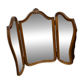 Art Deco style solid wood triptych mirror