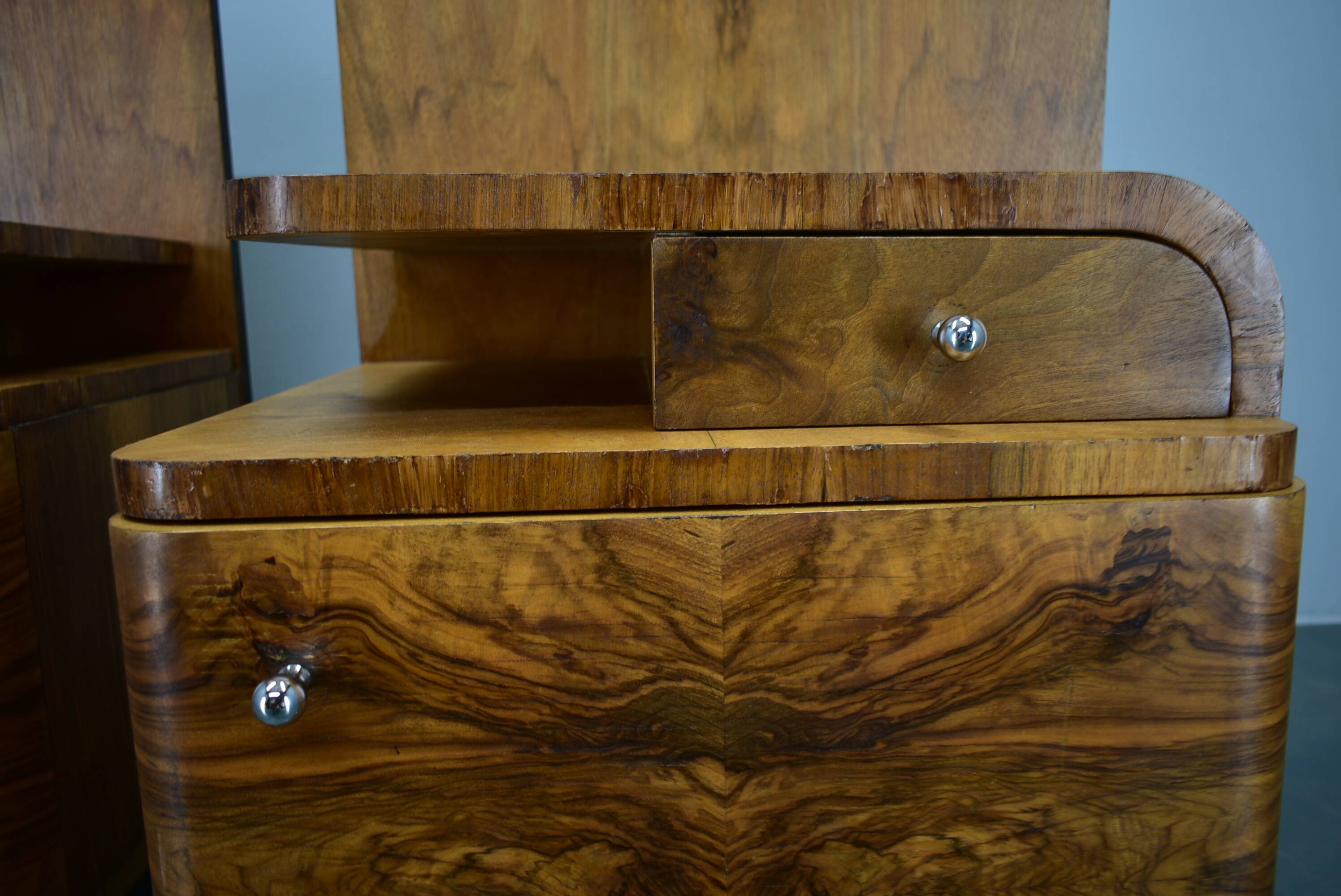 1939s pair of Art Deco bedside tables, Czechoslovakia