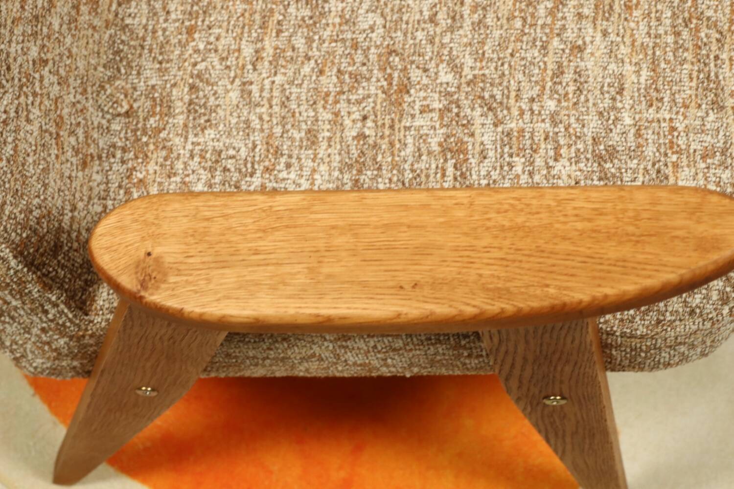 Vintage armchair brown granola oak wood design by Chierowski 366