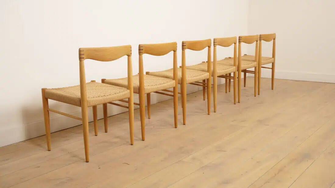 6 x dining chair | Bramin | H.W. Klein | Soaped oak | Restored