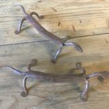 Door handles "Lizards" in handcrafted recycled wrought iron