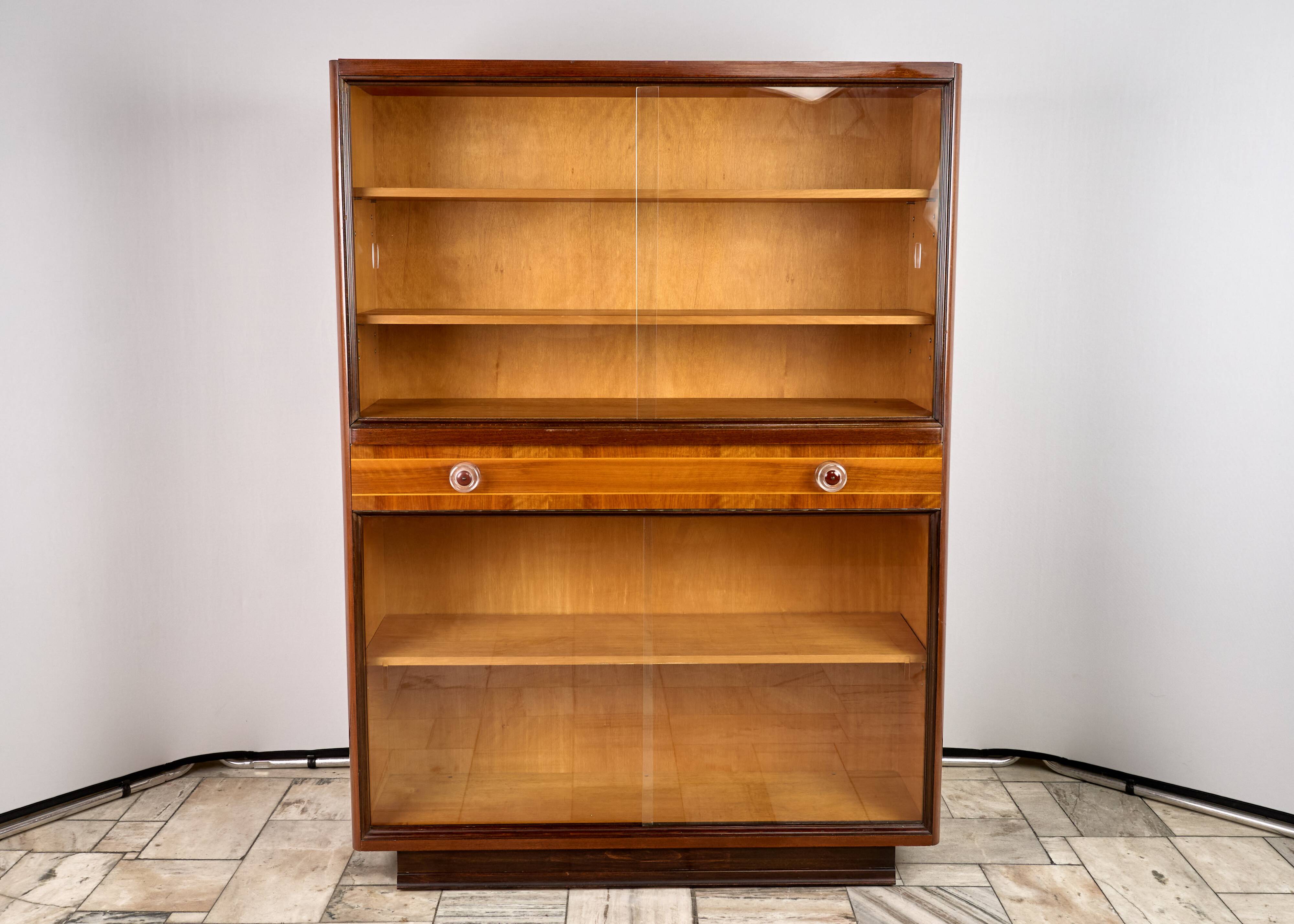 Art Deco Bookcase, Vitrine, Český Nábytek, 1960, Czechoslovakia