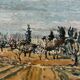 Ancien tableau signé abricotiers en fleurs 1968