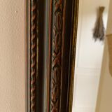 Miroir rectangle ancien lours bois sculpté peint patiné
