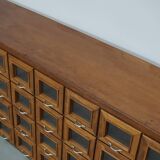 Vintage Dutch Beech Haberdashery Shop Cabinet / Vitrine, 1950s