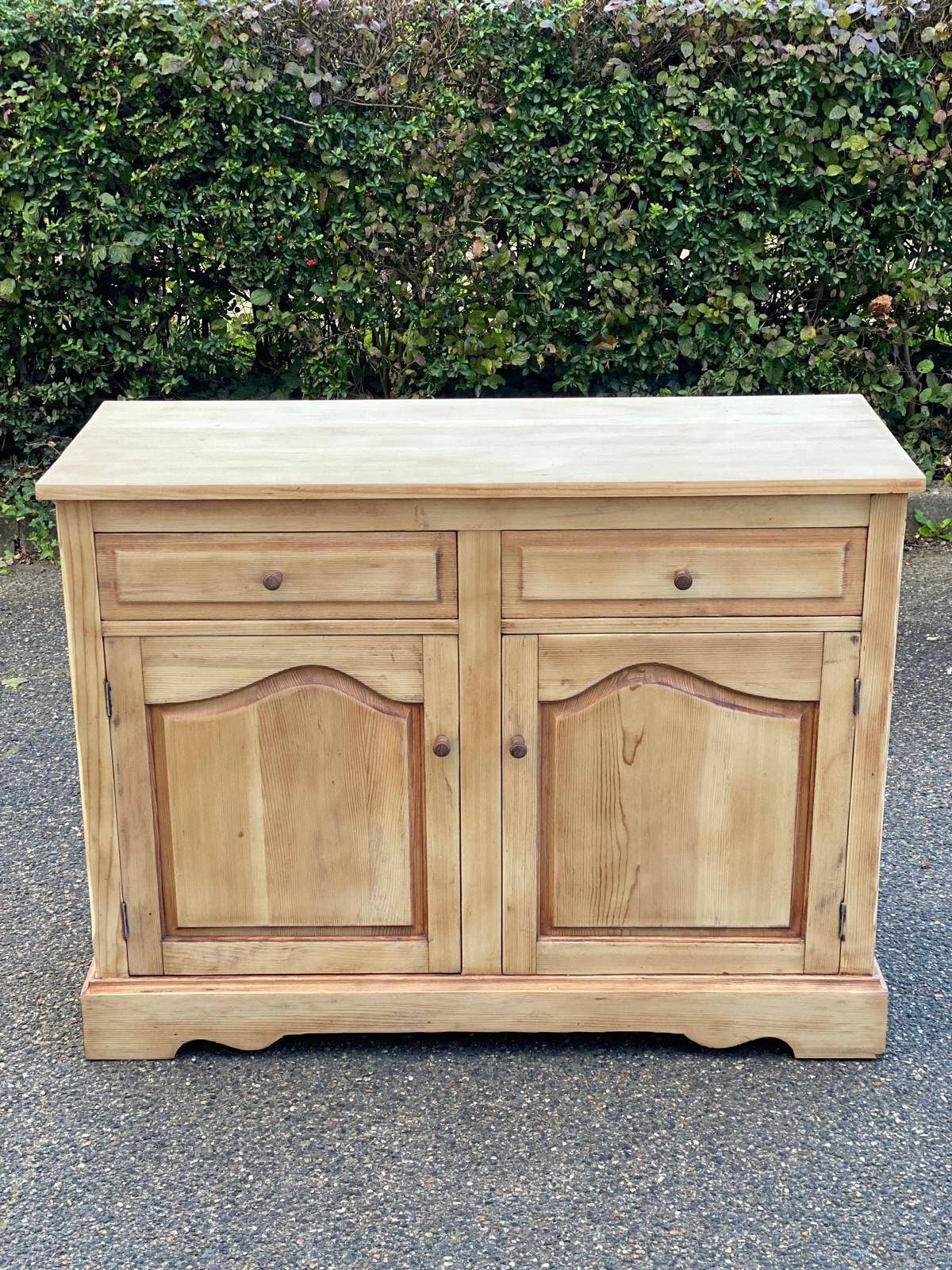 Renovated Parisian-style sideboard in light raw solid wood