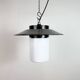 Industrial Grey Enamel Pendant Lamp with Milk Glass, 1960s